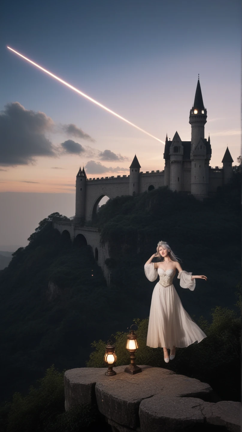 Moonlight Monologue:

Subject: A gorgeous blonde 36dd bra woman (22) in a flowing white gown, bathed in cool moonlight, holds a weathered skull aloft, gazing at it with a contemplative expression. A crumbling gothic castle rises in the background.
Technical: High-resolution camera (e.g., Sony a7R IV), telephoto lens (e.g., 200mm), shallow depth of field (f/2.8) to blur the background castle, focus on the woman and the skull, moonlight casts dramatic shadows.