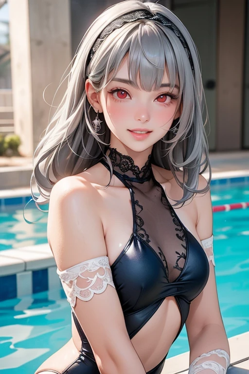 (64k uhd、Raw photography、top-quality、masterpiecel1.4)、(realisitic、Photorealsitic:1.37)、 natural(Small breasts:1.0)、a very pretty girl, Baby face, Clear eyes, Shining eyeauutidful eyeine, precise and beautiful eyes、Transparent eyes、Embarrassed look, Smile、,blue eyess、small tits、Shout、yawns、
、Platinum Hair、 blue eyess、 (Tiny swimsuit:1.3)、(barechested:1.4)、(see-through langerie:1.latinum hair)、Lying by the pool、 precise and beautiful eyes、Slim thighs、taken from the under