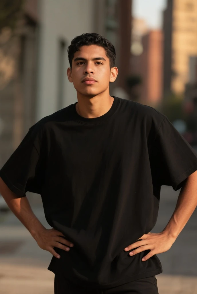 16 year old middle eastern male with shoulder length black long black hair, tan skin, black v-neck tshirt, black long joggers, white nike air force shoes, muscular build, holding, outside of Mcdonalds, thin eyebrows,
