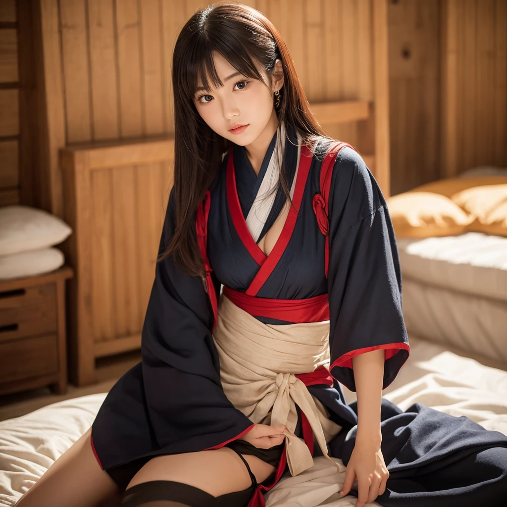 (((Spread your legs wide:1.35)))、(((school uniform:1.35)))、(((mini skirt:1.35)))、(((Panties in full view:1.35)))、(((loafers:1.35)))、(((On the bed:1.35)))、Highest quality, Face Focus, (Depth of written boundary) ,Ultra-high resolution, (Realistic:1.4), RAW Photos, Japanese-style room, alcove, Hanging scrolls
(Portraiture:1.4)
1 Japanese girl, alone, cute, smile, (Brown eyes), Natural Face, (Midi Hair),
(kimono:1.5)