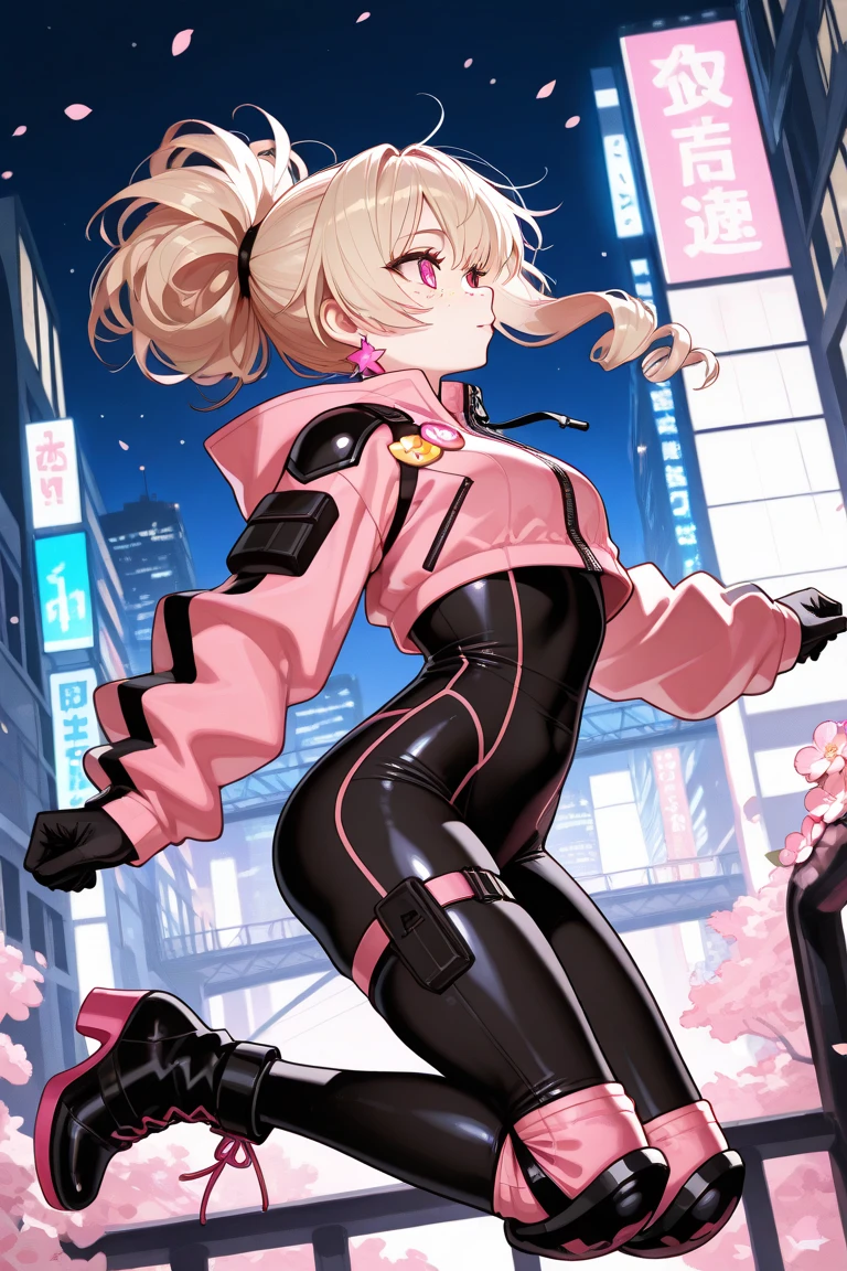 1girl, swimmer, (beautiful face),(blonde hair),

(medium breasts),straight hair, ponytail long hair, colored inner hair, neon pink eyes, intricate eyes,beautiful detailed eyes,symmetrical eyes, wet legs,spider lower abdomen, narrow waist, wide hip, athletic body, slim legs, slim thighs, perfect body, (detailed face),

cute,slutty,seductive,erotic,nsfw,

zettai ryouiki, (one-piece swimsuit), magenta, magenta armor swimsuit, wet clothes, intricate outfit, intricate clothes,

(dynamic pose:1.0),embarrassed,centered,scale to fit dimensions,Rule of thirds,

cyberpunk city by the ocean at night, with bright neon signs and dark stormy clouds and puddles, scenery:1.25,

artistic photography, high-res, sharp focus, ultra detailed, extremely detailed, photorealistic artwork, extremely detailed CG, synthwave background,vibrant colors,intricate background,masterpiece,best quality, 8k