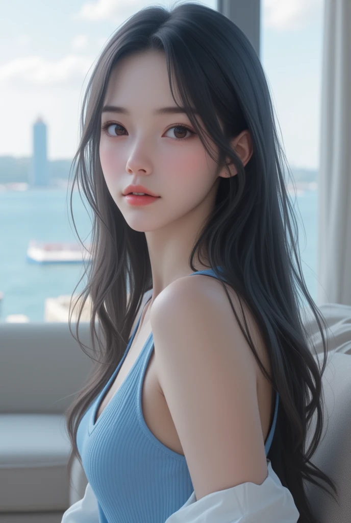 beautiful goddess and rainbow, see through black chiffon slip Dress, breathtaking, stunning, charming, aura, ethereal, clouds background, princess eyes, perfect face, charming expression, sfw, flowing hair, glowing, masterpieces, epic, realistic photography, sfw, 8k uhd, dslr, soft lighting, high quality, best quality, ultra high res, (photorealistic:1.4), film grain, [sfw],