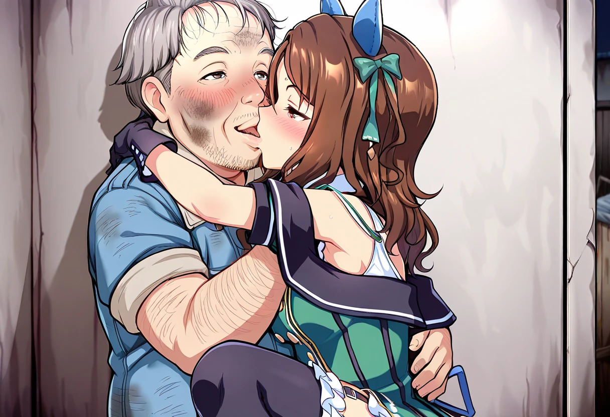 (One very small girl, A fat middle-aged man:1.2), Completely , blush, French kiss, hug, ((Big Bffice, Very detailed, High resolution, 4K, masterpiece, High resolution、(tears:1.8)、(rape)
