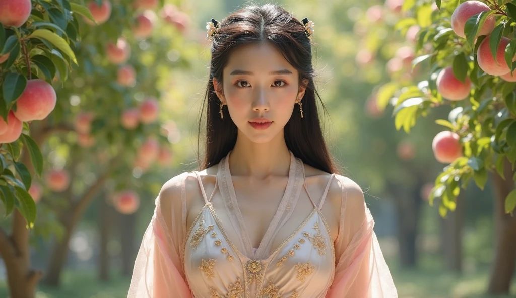 (best quality,4k,8k,highres,masterpiece:1.2),ultra-detailed,(realistic,photorealistic,photo-realistic:1.37),Gypsy dress,small breasts,beautiful detailed eyes,beautiful detailed lips,extremely detailed eyes and face,long eyelashes,wavy hair flowing,undulating curves,subtle makeup,luminous skin,slender figure,graceful posture,colorful floral background,colorful ribbons,ethereal atmosphere,gentle sunlight,playful expression,elegant movements,romantic ambiance,soft breeze,harmonious composition,elegantly dangling earrings,vibrant colors,pastel palette,delicate ornaments,bokeh lighting