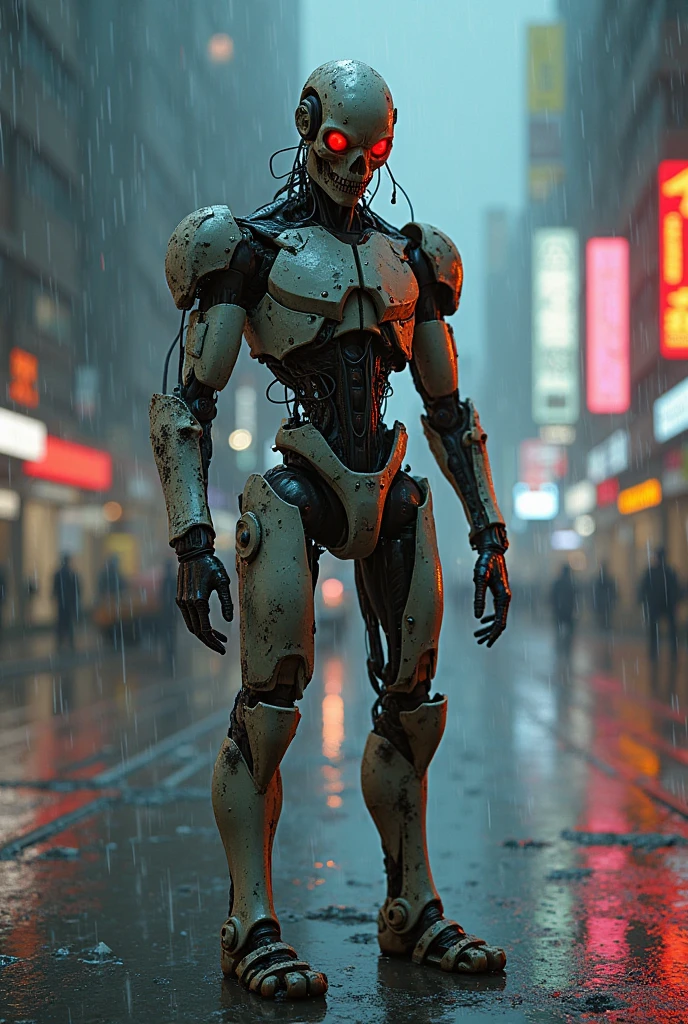 Humanoid body with cybernetic parts, cyberpunk