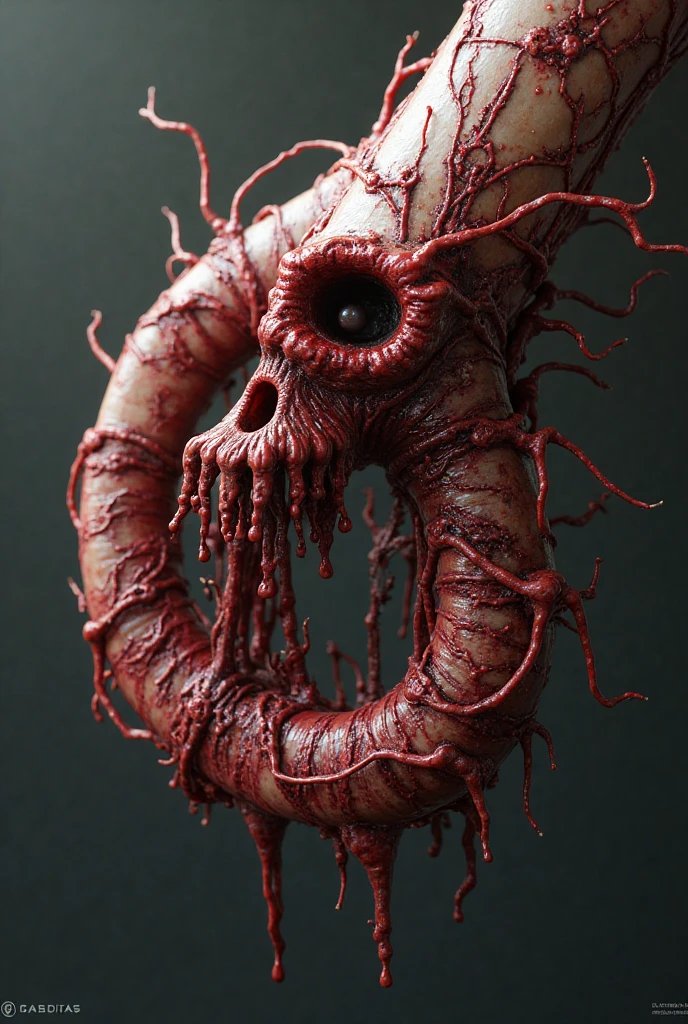 ((Grotesque expression, Best masterpiece, Perfect quality, Ultra detailed)), A skinny nude girl with flat-bust is parasitic. Parasites are parasitic her. Chrysalises are writhing inside her body, Severely damaged body, Teared skin, Bloody wounds, Decayed limbs, Parasites, Parasitic, Infection, Infest, Surrender, Larva, Maggot, Fleshy, Grotesque