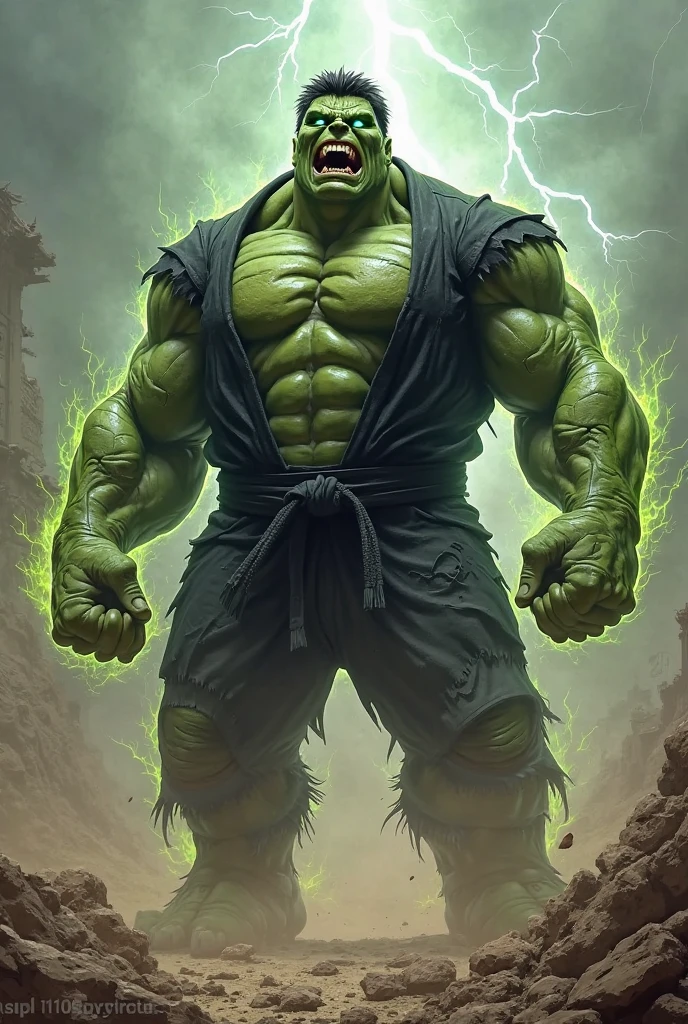 STRONG HULK WEARING JIUJITSU KIMONO WITH PANTS AND LONG SLEEVES