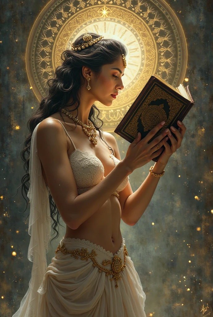 Golden book written Akasha on the cover