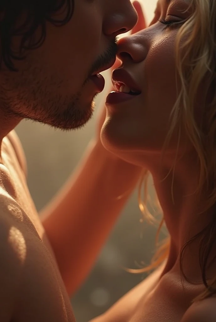 Create a woman having sex with a man having contact between both genitals penis and vagina