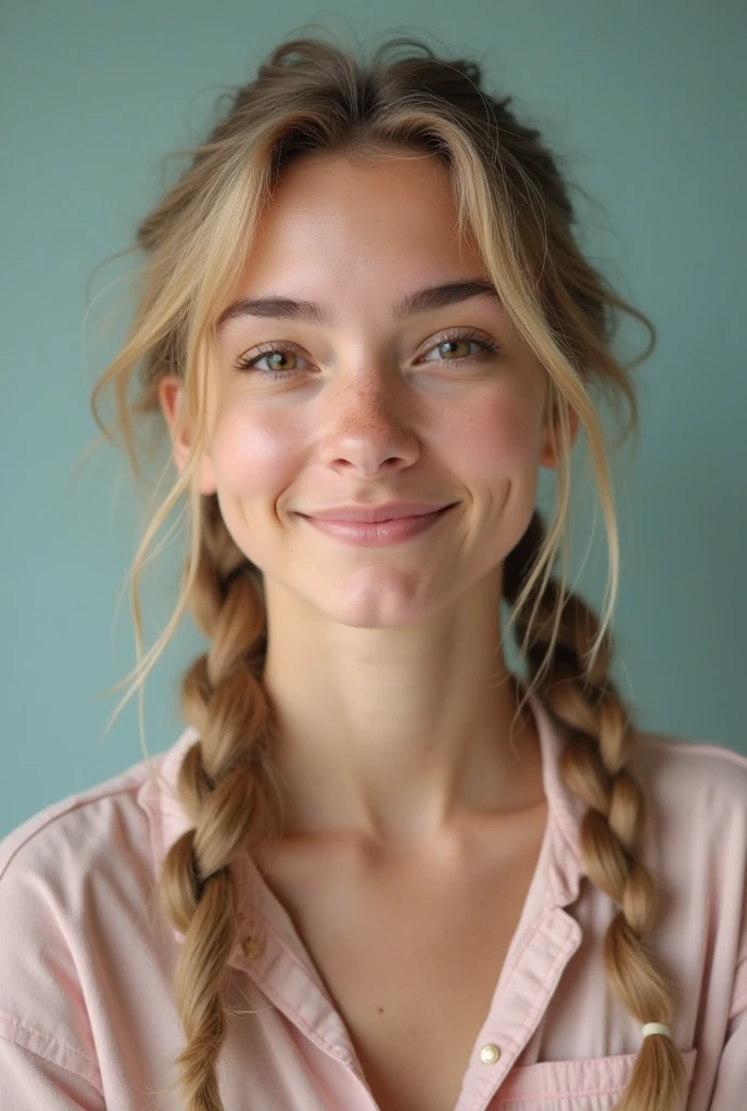 Teen girl with a ponytail, freckles, green eyes and brown hair Beautiful Freckles In profile smiling very cute and very pretty