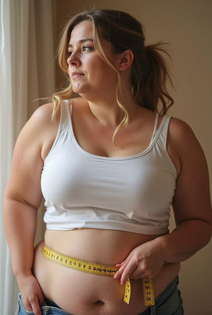 a close up of a person with a very large belly, photo from the front, full growth from the front, centered full body front-shot, photo taken from front, taken in the early 2020s, showing her shoulder from front, seen from the front, photo still of frontal view, half body cropping