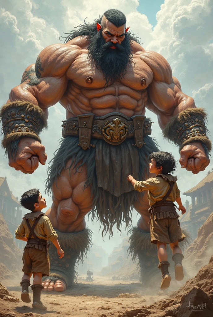 Big man defeating small girl
