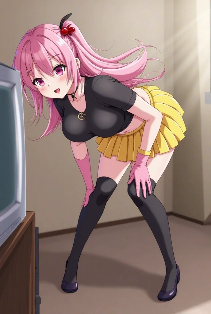 masterpiece, best quality, insanely detailed, beautiful, nino nakano, one-piece swimsuit, breasts, pantyhose, blush, smile, legs spread, nipple, pussy