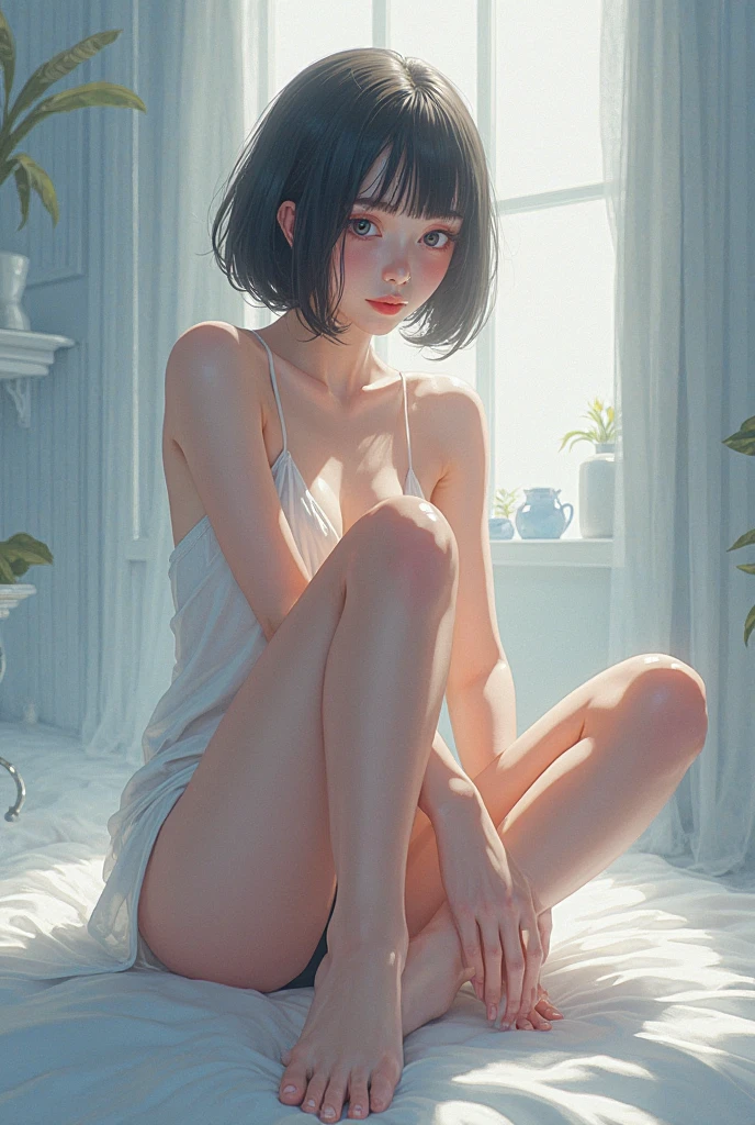 18, eighteen years old, naked, nude, bedroom, cute bum, slim, looking at camera, bedroom, wardrobe, drawers, lamp, curtains drawn, double bed, photorealistic, realistic, European, English, short height, small height, blue eyes, nighttime, night, night time, sitting on edge of bed, wide eyes, mouth closed, closed mouth, looking at camera, looking into camera, short height, young, closed mouth, mouth shut, girly bedroom, girls bedroom, youthful, young girl, bunk bed, 