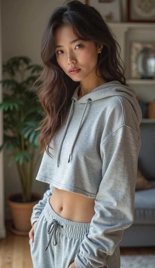 hot girl in a baggy pulover and tanga