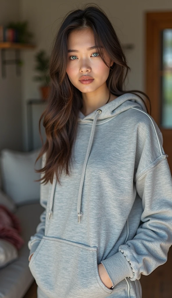 let the same girl put on a cosy outfit