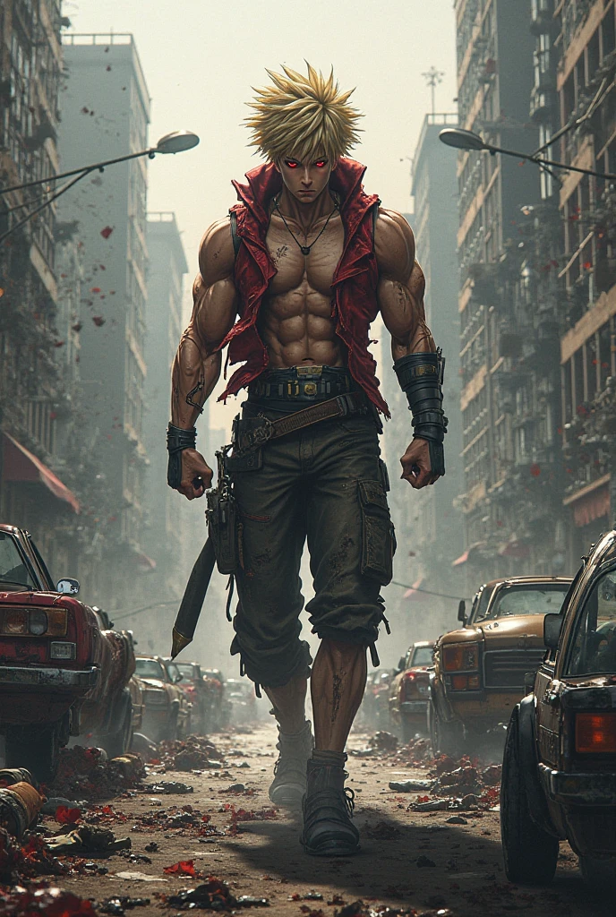 several men standing in a parking lot with one man with a red mohawk, aggressive look, eloy band, slaughterhouse, band promo, portrait image, profile image, pro - vida, band promo photo, menacing look, photo shoot, são paulo, promotional shot, proto - metal band promo, puerto rico, by Nándor Katona