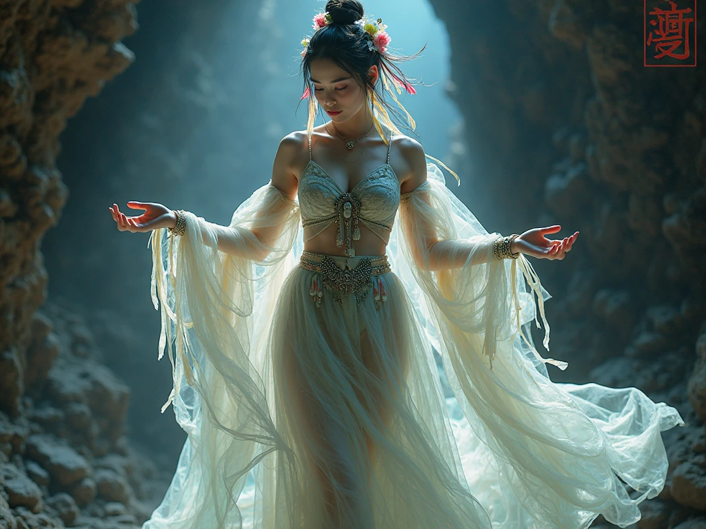 (bare shoulders:0.85), ((nude:1)), (Glowing ambiance, enchanting radiance, luminous lighting, ethereal atmosphere, mesmerizing glow, evocative hues, captivating coloration, dramatic lighting, enchanting aura),1girl, masterpiece,best quality, 1girl,
(in smoke:1.1),(dynamic smokeanywhere:1.4),<lora:smokeanywhere:0.55>,indoors,(upper body:1.2),
dramatic lighting,epic cinematic, soft nature lights, rim light, absurd, amazing, funny, itricate, hyper detailed, ultra realistic, soft colors,
<lora:oc_v10:0.5:PALETTE> <lora:lowra_v10:0.4> (joshua middleton comic cover art:1.1),  white flower<lora:anxiang:0.85:KEEPCHAR>,<lora:zhongfenghua:0.55>,