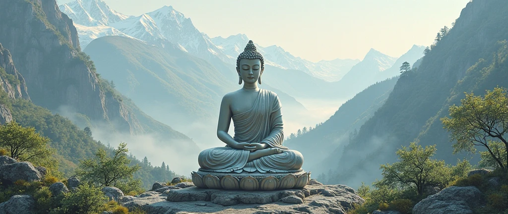 Buddha meditate in himalaya