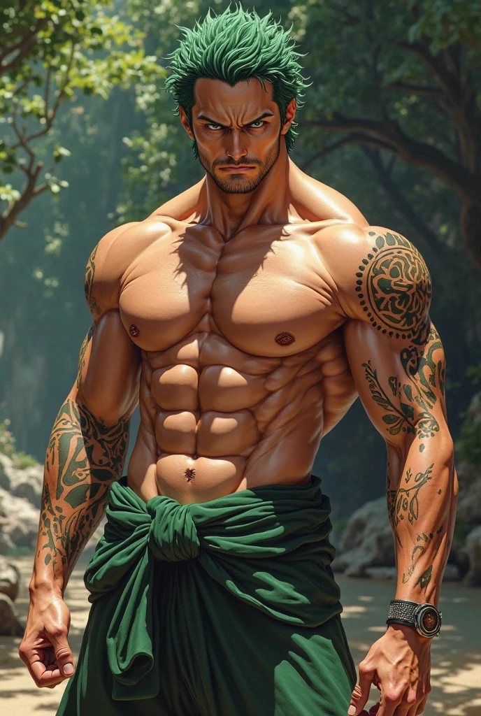 Tanned man, brown hair, (tied) tied, snake over shoulders, tattoo on right chest, forest background, dramatic lighting, dynamic pose, (realistic) realistic, Asian, tarado, sexy, boy, ultra realistic