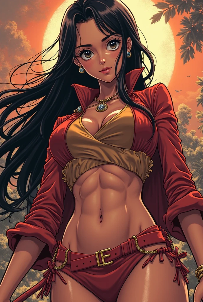 Nico Robin with big breast and short shirt and pant