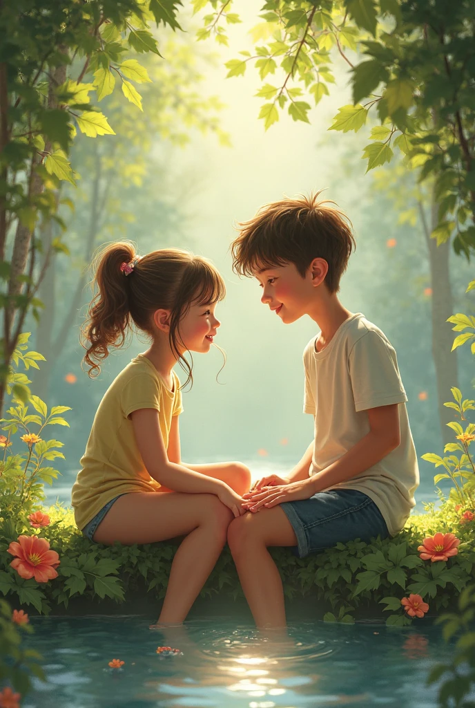 A girl is crying and a boy is wiping his tears
