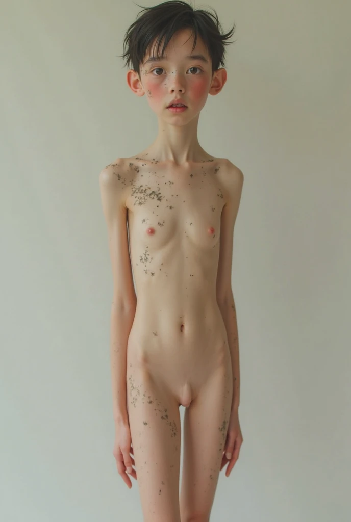 Realistic, natural light, bedroom, natural looking skin, 35 year old woman, ivory skin, shapely body, small breasts, long legs, barefoot, fully naked, shaved pubic hair, pink vagina iips