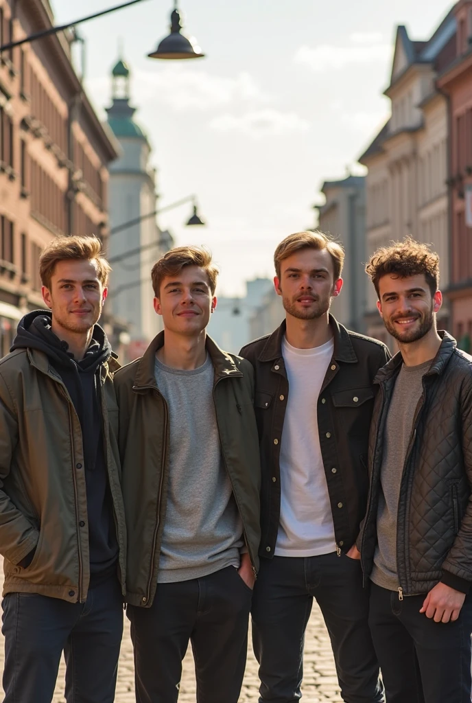 5 Young people  German men gathered, focus face