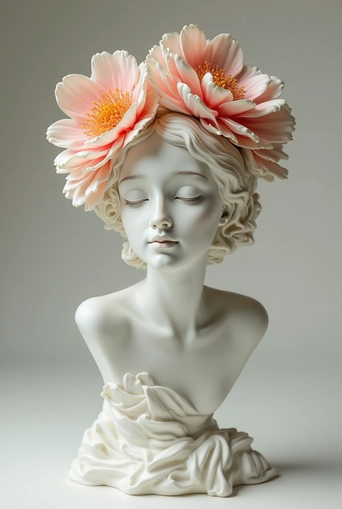 The best creative art of this century. A unique and creative piece that brightens the hearts of those who see it. Shooting from novel and random angles. Many huge nude stone statues. A beautiful flower garden. Top quality, masterpiece, super high resolution. Surreal details.