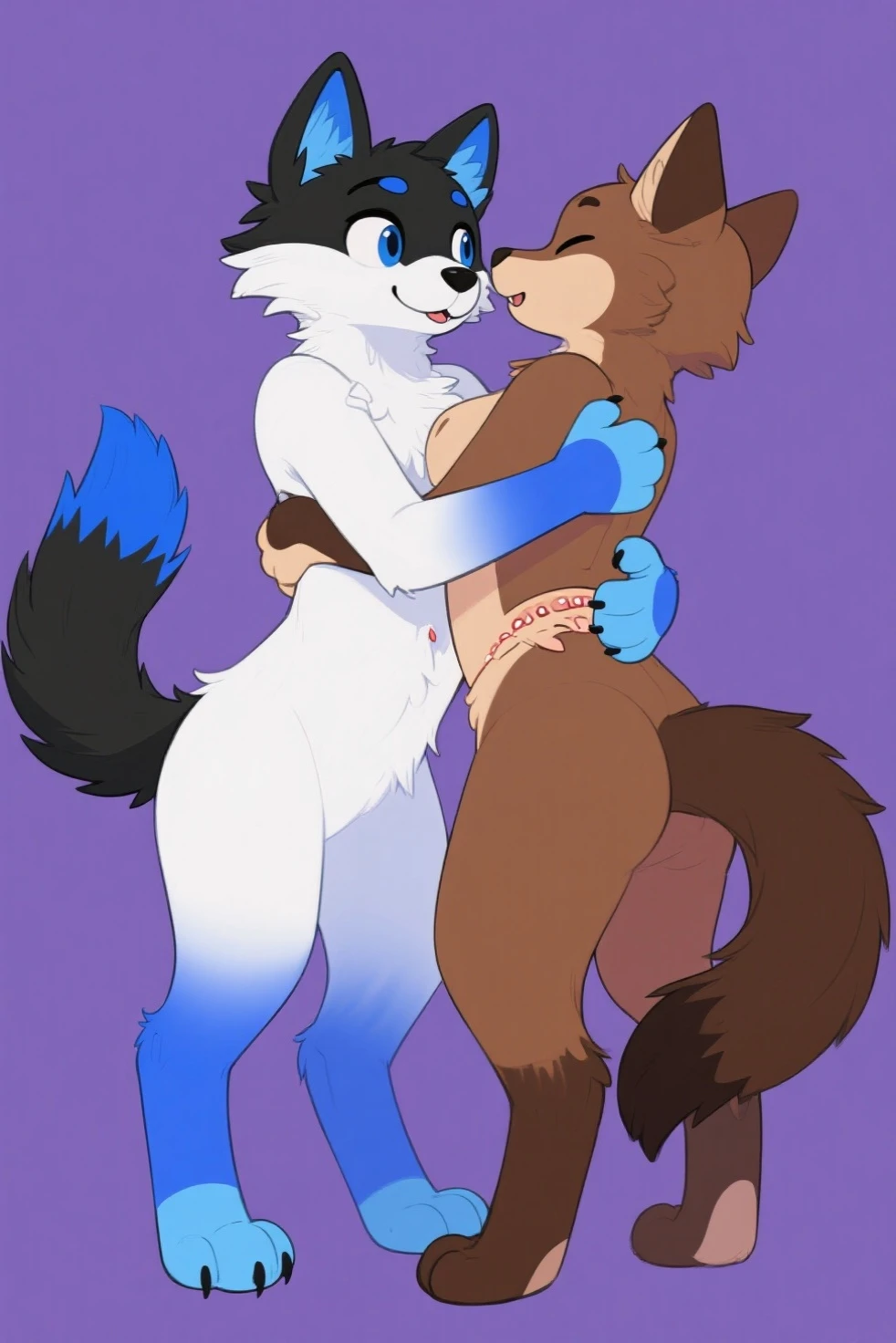 score_9, score_8_up, BREAK, source_anime, uncensored, perfect body, slim, thigh highs, fingerless gloves,
anthro, furry, pose, sexy,
Loona \(Helluva Boss\), NSFW, nude, moaning, back to viewer, head back, anthro male maned wolf with long spiked white hair and black face, highlighter yellow penis, blushing, high detail, passionate sex, dynamic pose, scenery, cum, wet pussy, bending over, from behind, lifting leg, vaginal
