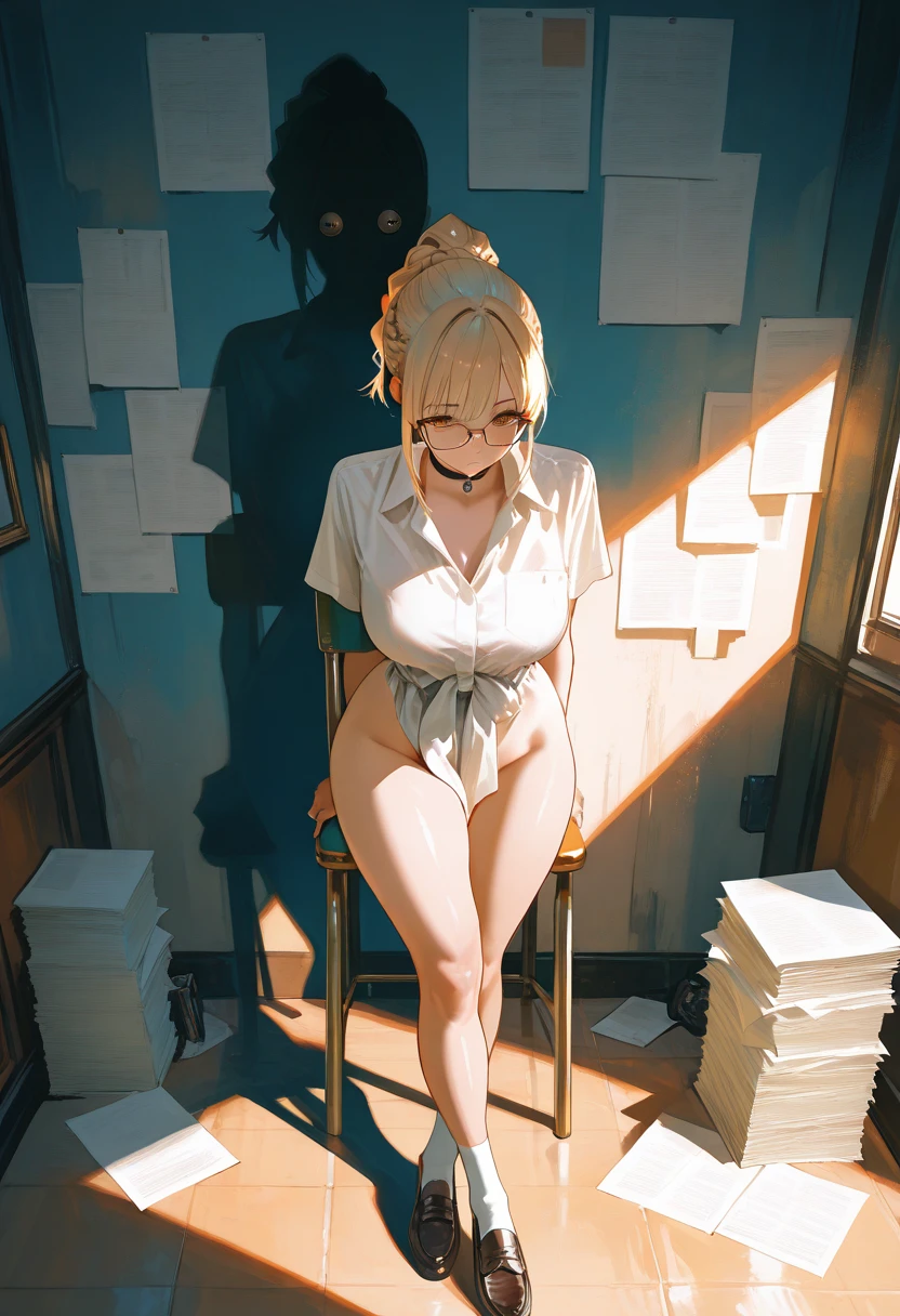 ((best quality)), ((masterpiece)), (detailed), (perfect anatomy), A beautifully gorgeous nude muscular woman with sad expression standing in the apartment living room setting in Manhwa Artstyle. Dark atmosphere.