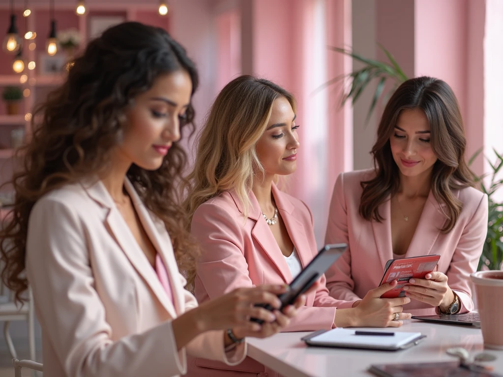 Meeting of ladies with cell phones in hand