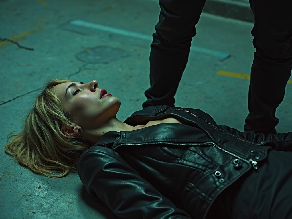 cinematic film still of <lora:Kill Bill style:1>
From above, Cinematic film image of The Blonde a woman with a bloody face lying on floor,1girl,solo,1boy,closed mouth,monochrome,closed eyes,greyscale,male focus,blood,portrait,blood on face,realistic , Kodak film grain, dramatic light, dramatic shadow light, contrast, saturated color, cinematic, filmic, motion picture, realistic, realism, perfection, perfect, deep focus, clean image, Kill Bill style, Kill Bill Film Style, shallow depth of field, vignette, highly detailed, high budget, bokeh, cinemascope, moody, epic, gorgeous, film grain, grainy