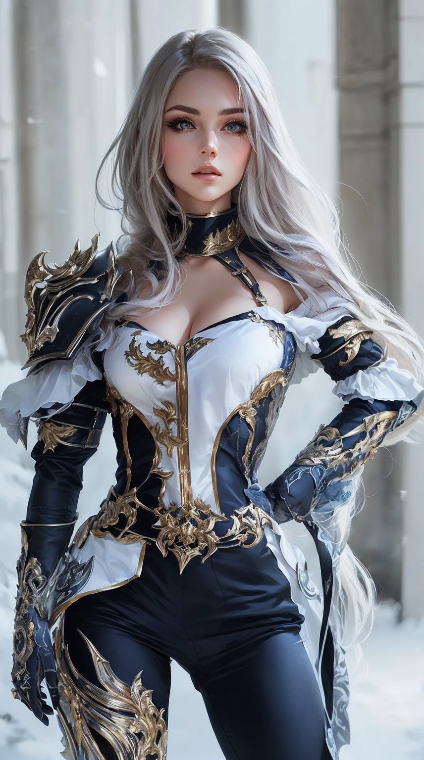 (( (tmasterpiece),(Very detailed CG Unity 8K wallpaper),best qualtiy,cinmatic lighting,细致背景,beatiful detailed eyes,Bright pupils,(Very fine and beautiful),(Beautiful and detailed eyes description),ultra - detailed,tmasterpiece,hight resolution)), Curly, ((Sexy Bikini Armers:1.4)), Richly decorated armor, a beautiful woman warrior, Long hair, (Platinum Blonde Hair), cleavage of the breast