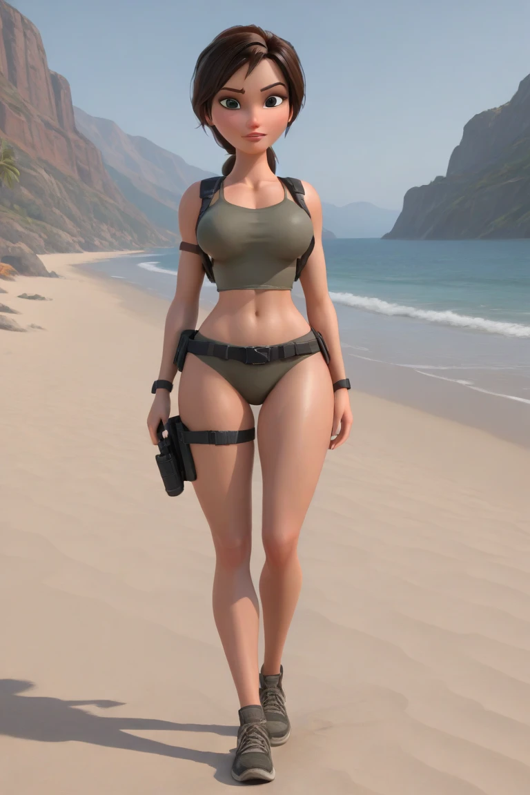 maekohayes2024, 1girl, photorealistic, 8k, uhd, masterpiece, detailed skin, skin pores, intricate, depth of field, full body, raw image, cinematic lighting, bikini, tropical resort