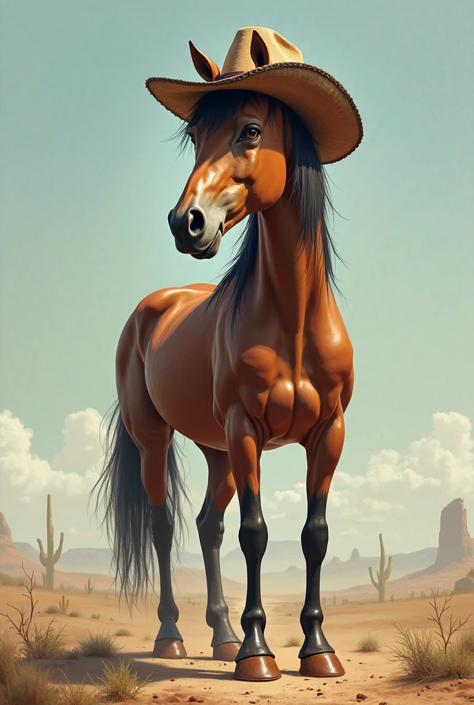 Give me a picture of a strong cowboy donkey wearing a hat and standing on two legs