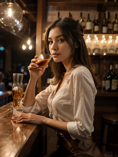 A close-up photo of a shy barmaid in a cotton blouse and long skirt (pouring alcohol from a bottle) into a glass between her breasts, spilling brandy onto her cleavage, (pouring onto self:1.2), (objbetween:1.2), wet chest, (wet blouse:0.6), leaning forward, cute face, (eyes fixed at viewer), (smiling eyes:0.6), (excited), (petite:1.3), selective focus, detailed face,
(low light:1.2) <lora:pouringontoself:0.4> <lora:epi_noiseoffset2:1> <lora:epiCRealismHelper:1> <lora:leaning forward,hands on own knees:0.2> <lora:objbetween:0.85> <lora:PouringMilk:0.0> <lora:between_breasts_v0.1:0.0>