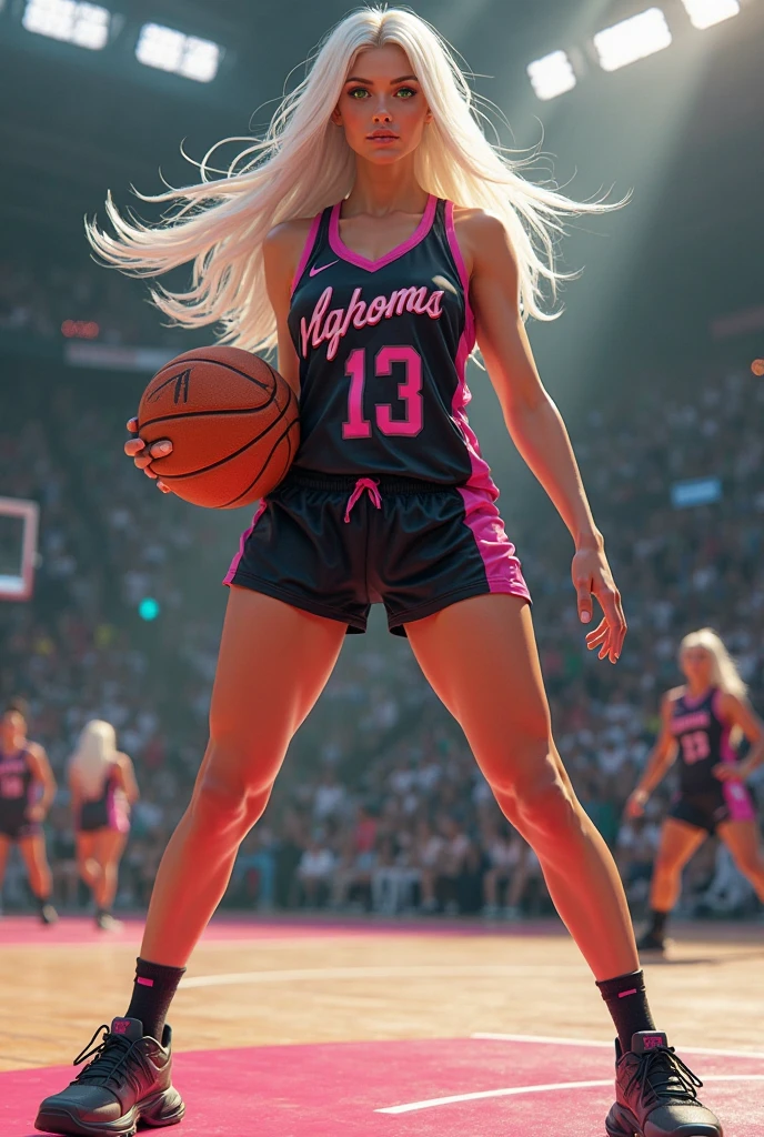 Nicki Minaj in a pink jersey