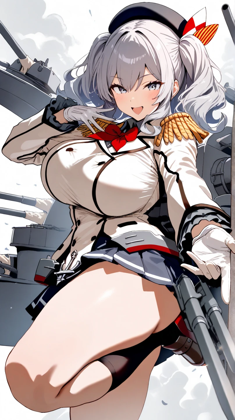 ((Battleship Girls))),(((Azur Lane)))、((Amagnagi))、Brown long hair、Sodium Bicarbonate Ship、Big Breasts、(Fox ears)、(Red and black kimono)(((Aircraft Carrier Personification))