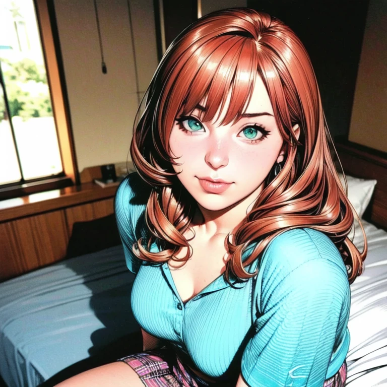 Estilo J. Scott Campbell Rachel McAdams sheet sorriso feliz Personagem Lara croft imagem de corpo inteiro desenho animado de uma mulher .cartoon style illustration, estilo de arte dos desenhos animados, estilo de arte dos desenhos animados, digital illustration style, design de personagens altamente detalhado, arte digital detalhada fofa, City fan art, Design de personagens de retrato, beautiful digital illustration, retrato de alta qualidade, Arte em quadrinhos, mulher jovem. expression of sexual desire a woman in a bikini and 