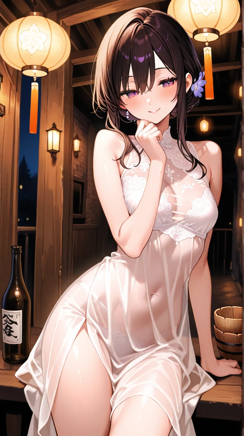 Amazing Chitanda, There is only one beautiful girl,Purple Eyes, Black Hair, Very red face,Very white skin,Glowing skin,Skin as delicate as porcelain,Naturally straight hair, Straight bangs,Extremely refined,Open lips,Long flowing hair,Beautiful Girl, Like a dream,Slim,Slim waist,Soft, (Sensual), (Kawaii), Dream quality,Beautiful big breasts,Areola,Completely naked,Wearing a transparent wedding dress,Flower decoration,Deep V neckline,Loose neckline,Wide neckline,Lakeside,Under the cherry trees,Back to,Lean over,Hips,Side body,Gluteal groove,Bare back,Completely naked back,Light transmission,no pants,pussy juice,Bare shoulders,Bare neck,Exposed collarbone,Exposing breasts,Exposing breasts side,Show your waist,Show your buttocks,Show your thighs,Exposing the groin,No pants,extremely shy,Ultra-high resolution, (masterpiece:1.2, best quality), (Delicate and beautiful eyes: 1.2), (Beautiful and delicate face)