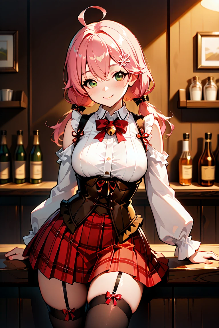 Pink hair girl,curly wavy hair,yellow eyes,big breast,((Red academy uniform)),casino,illustration,highest quality,ultra-detailed,vivid colors,studio lighting,sharp focus (best quality,4k,8k,highres,masterpiece:1.2),extremely detailed eyes and face,longeyelashes,anime,luxury,night scene,beautiful detailed lips,glowing lights,sexy vibe,lively atmosphere,game tables,fancy decorations,golden chandeliers,expensive gambling chips,winning smiles,cocktail glasses,cigarette smoke,confident poses,high-class,rich aesthetic,card games,roulette wheel,playing cards,slot machines,poker chips,money stacks,excitement,thrilling suspense,luck,entertainment.