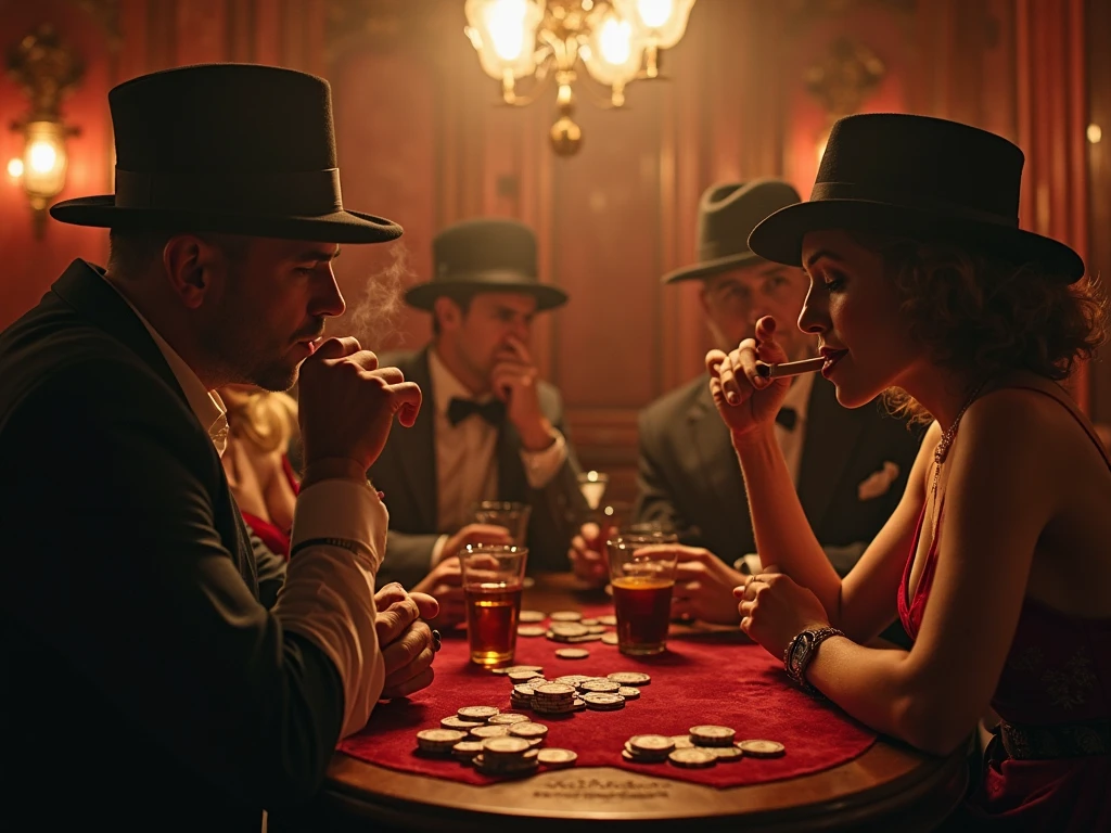 (photorealism:1.2), Entity Zé Pelintra do Morro, naughty man, black skin, black eyes, black hair,
Hair style: Very short, red suit, black tie, chain, gold bracelets and rings, White Panama Hat with Red Stripe, drinking beer, smoking cigar.
together with Maria Preta do Cais, a roguish woman, black with long black hair, black and white checkered Panama hat with a red strip, with luxurious gold jewelry, in white and red clothes, smoking cigarettes, drinking whiskey, with a sexy smile.
Next to them is a street hustler in a black suit, short hair, black hair, a red tie and a white Panama hat with a black stripe.
Inside the cabaret, with gold coins, playing cards, dice, and candles on the table, Full body image.