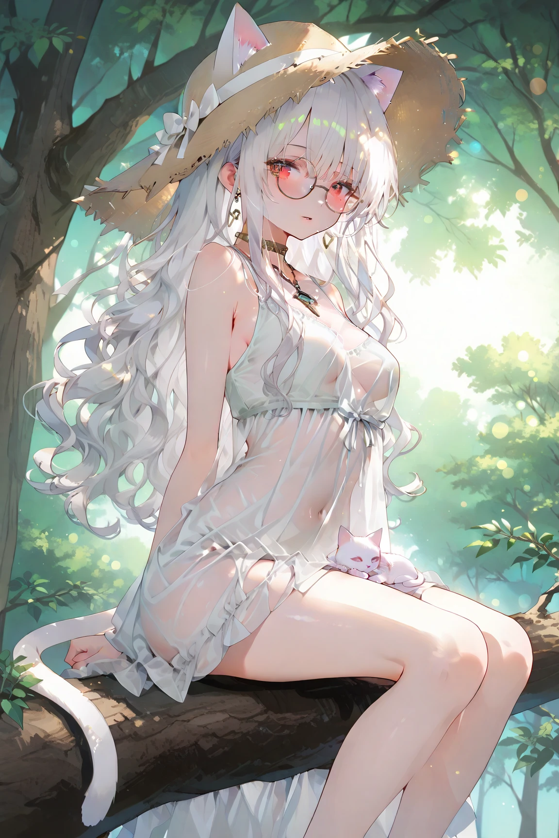 1girl, standing, alone, blushing, large breasts, wet, bare arms, pool, strap slip dress, blue swimsuit, thick thighs, arms out to sides, red thigh-high boots, slight glasses, (best quality,4k,8k,highres,masterpiece:1.2),ultra-detailed,(realistic,photorealistic,photo-realistic:1.37),cinematic lighting,beautiful detailed eyes,beautiful detailed lips,extremely detailed eyes and face,long eyelashes,vibrant colors,soft focus,elegant,romantic