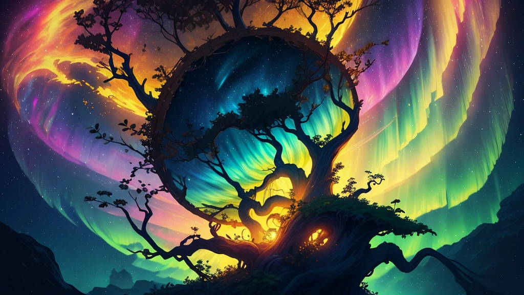 trippy art,(aurora borealis),Devil's Eye,starrysky。