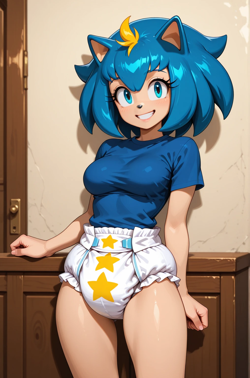 score_9, score_8_up, score_7_up, solo, wide hips, blue eyes, microbikini, (huge breasts:1.2), smug, colorful, t4s14, outdoors, (big lips:0.7), dark skin, nipple peek, desert kingdom, sexy legs, g0thicPXL, glowing, neon, close up, nipple peek, saggy breasts
