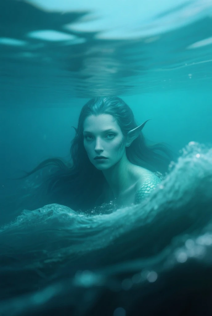Photorealistic merperson, 8K underwater scene, caustics and god rays, volumetric particle systems for plankton, subsurface scattering on translucent fins, physically-based water shaders, bioluminescent effects with emission maps, depth-aware fog, bubble particle systems, raytraced reflections and refractions --ar 21:9 --stylize 1000 --q 2 --v 5