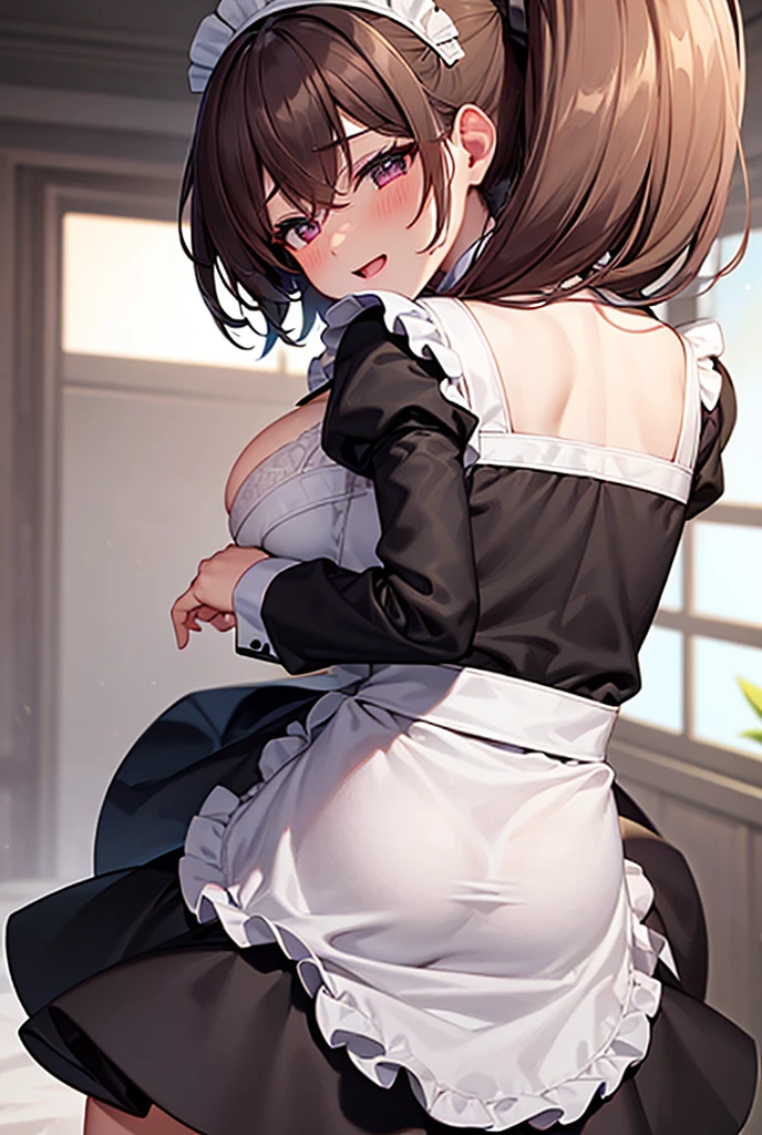 (a miniature woman standing besides a giantess girl: 1.1), (two girls standing next to each other with height difference: 1.2), (hugging), (yuri: 1.2) closeup breasts and face, (from below view: 1.2), (medium sized breasts), cleavage, (indoors: 1.1), (2girls: 1.5), (height difference: 1.9), (size difference: 1.3), (mature adult woman: 1.3), (yuri: 1.2), (cafe: 1.1), cute dress, maid uniform