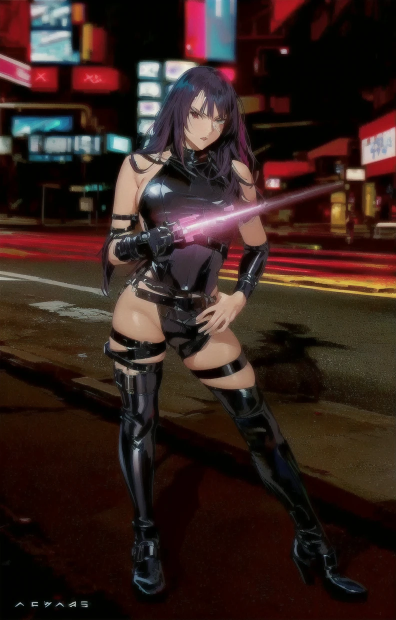 Moisturized Skin, (Bright gradient eyes), Perfect body,
break,
(Beautiful belly button), (kunoichi), (Ninja), (Sexy Costumes), (Kunai), (leather), Fishnet tights, (Fishnet tights stockings), (blush), Black clothes, (Embarrassing: 1.3), (Black hot pants),
break,
(Long and silky bright lavender hair: 1.3), (Finally, long bangs: 1.2),
break,
((masterpiece + Highest quality + High resolution + Very detailed)), (whole body: 1.2), Symmetric, One shot,
break,
(City Street), (The wind is blowing: 1.5),
break,
(Kasumi Arimura: 1.4),(Hinata Hinata: 1.3), elegant,