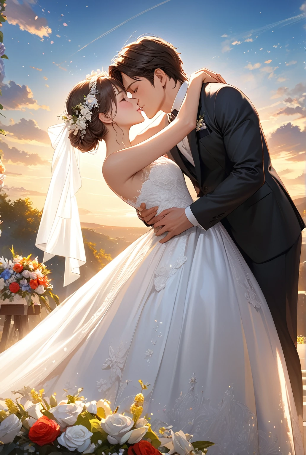 bride and groom get married.